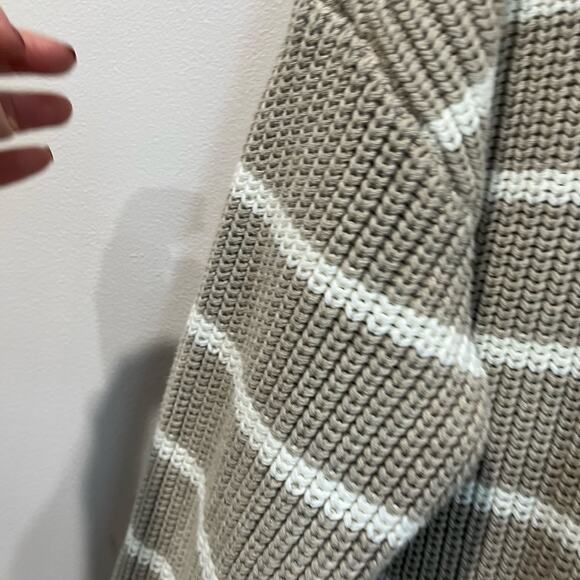 Haven Striped Taupe Knit Sweater XL NWT Cozy Chunky Turtleneck Neutral Winter - Picture 7 of 7